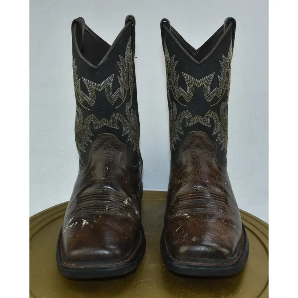 Ariat WorkHog Youth Boys Size 5 Wide‎ Square Toe Boots Bruin Brown -Flaws-